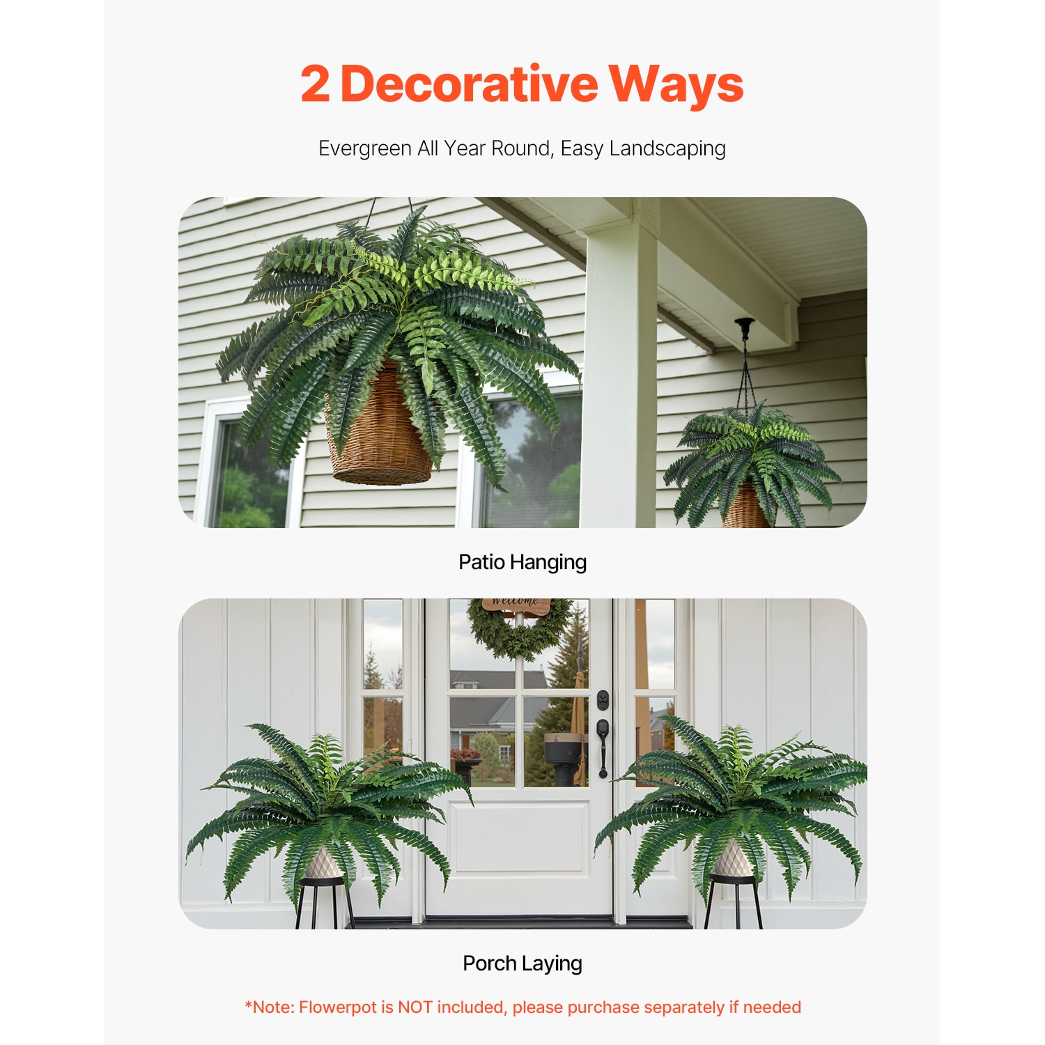 Artificial Boston Ferns Plastic Indoor Outdoor Decorative Plants_voghion.com